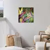 Kleurrijke vogel tussen allemaal kleurrijke platen tuinposter los doek klein -sfeer8