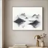 Bergen - Mistig - Water - Wit Textielframe - compleet frame klein -sfeer2