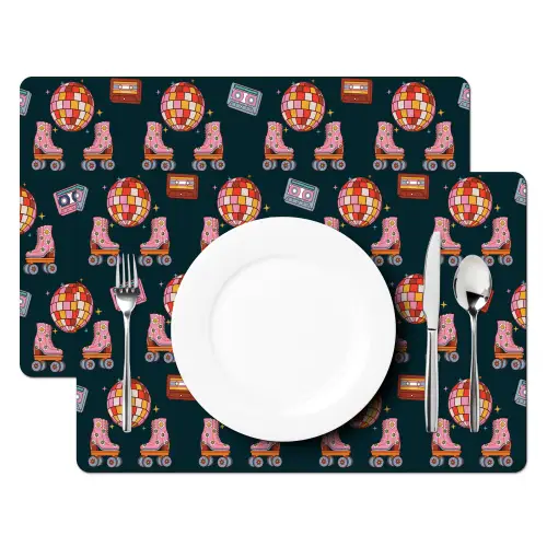 Rolschaatsen - Patroon - Disco Placemat vinyl groot 368 -zzsfeer2_Kitchenyeah-website