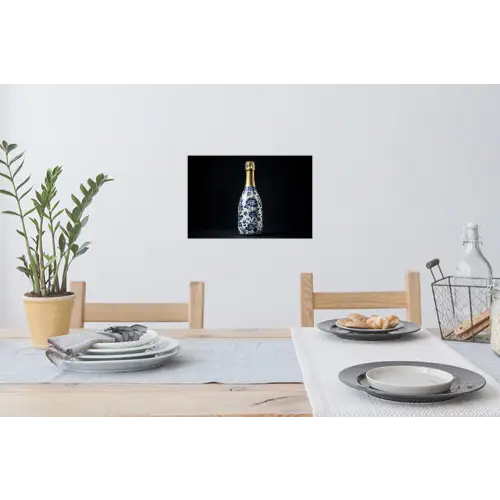 Champagne - Bloemen - Goud - Chique Muursticker klein -eettafel