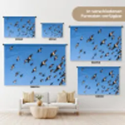 Zwaluwen - Vliegen - Blauw Wandkleed katoen klein -tsfeer8_DE