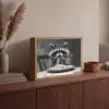 Wasbeer - Cute - Pasta - Tafelkleed - Zwart - Wit Light Box met batterij (Wandlamp) middel -sfeer2