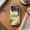 Houten bankje - Bloempotten - Landschap Telefoonhoesje iPhone 17 Pro klein -sfeer1