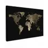 Wereldkaart - Goud - Zwart - Aarde - Luxe canvas 2cm klein -z3d