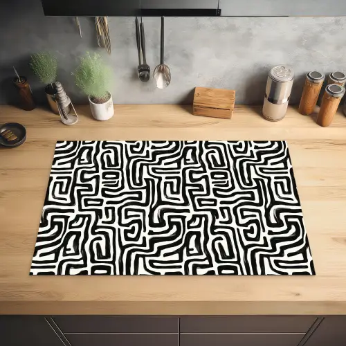 Grafisch - Lijnen - Zwart - Wit Inductie beschermer vinyl 3mm klein 276 -sfeer5