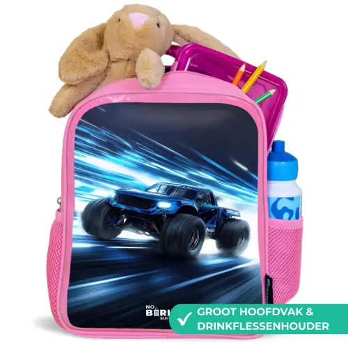 Monstertruck raast door lichtsnelheid Kinderrugzak - Roze middel -inhoud_NL