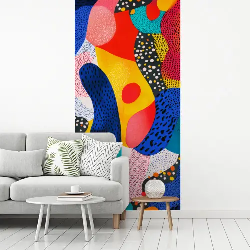 Vormen - Abstract - Stippels - Blauw fotobehang vinyl groot -woonkamer