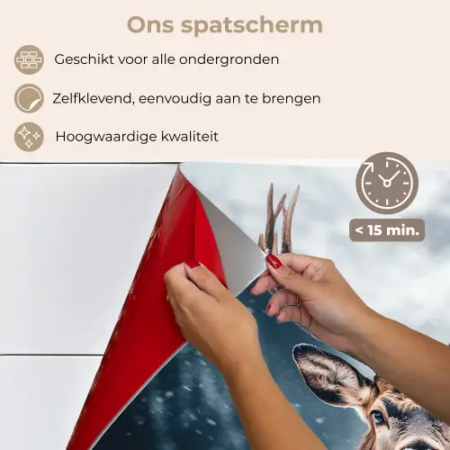 Hert - Dieren - Landschap - Winter - Sneeuw keuken achterwand spatscherm klein -spatscherm_NL