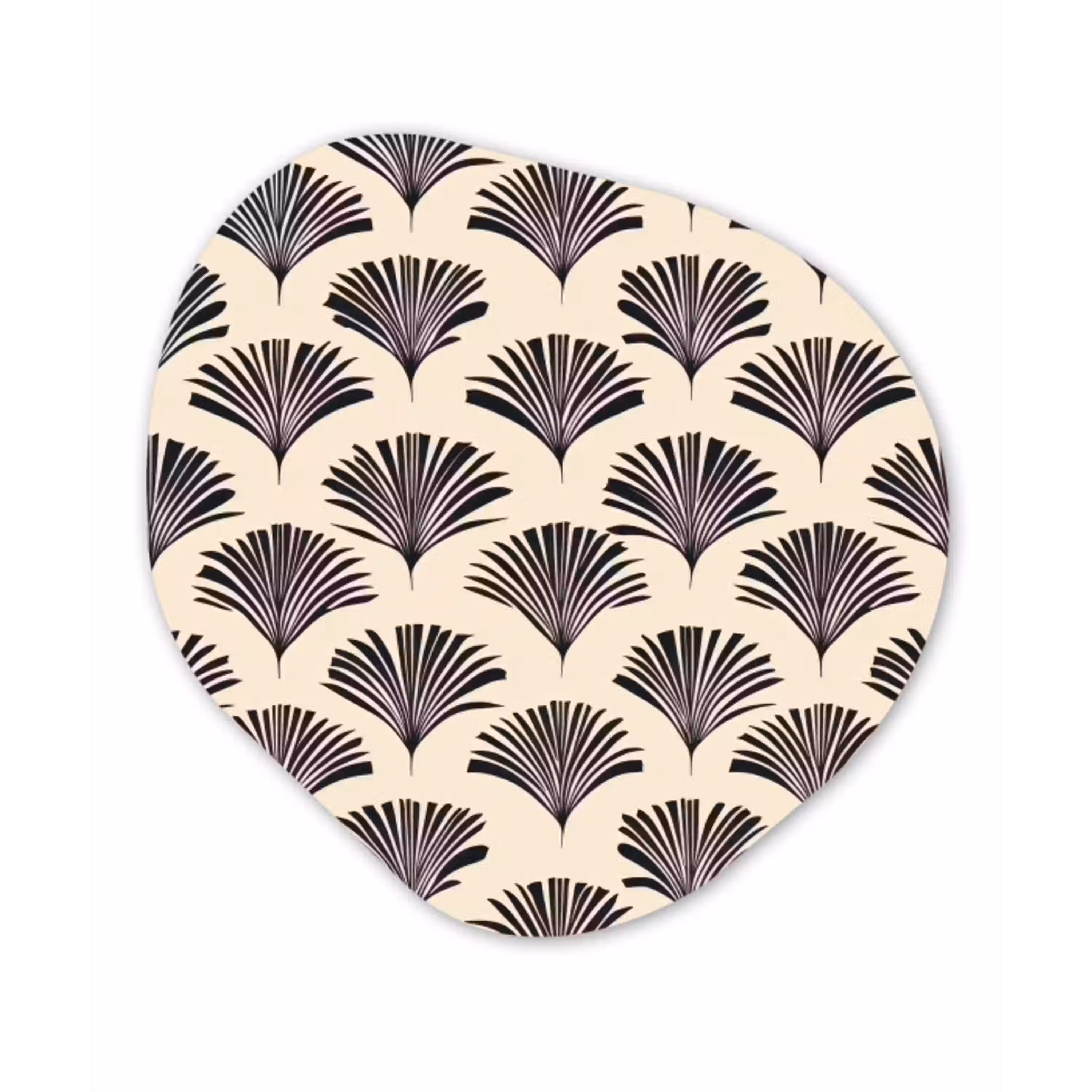 Waaiers - Botanisch - Zwart - Beige Wandcirkel Organisch Aluminium middel 851 -3d