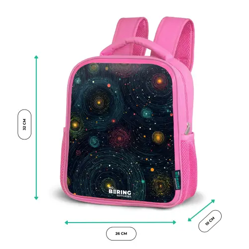 Sterren - Planeten - Kleurrijk Kinderrugzak - Roze middel -productfoto_formaten
