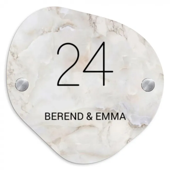 Beige marmer - Klassiek Naambord Organisch middel -3d