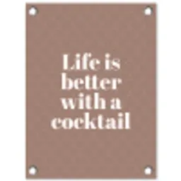 Cocktail - Tekst - Patroon - Wit tuinposter los doek klein -3d