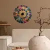 Explosie - Goud - Kleurrijk - Abstract Wandcirkel behangsticker klein -sfeer1
