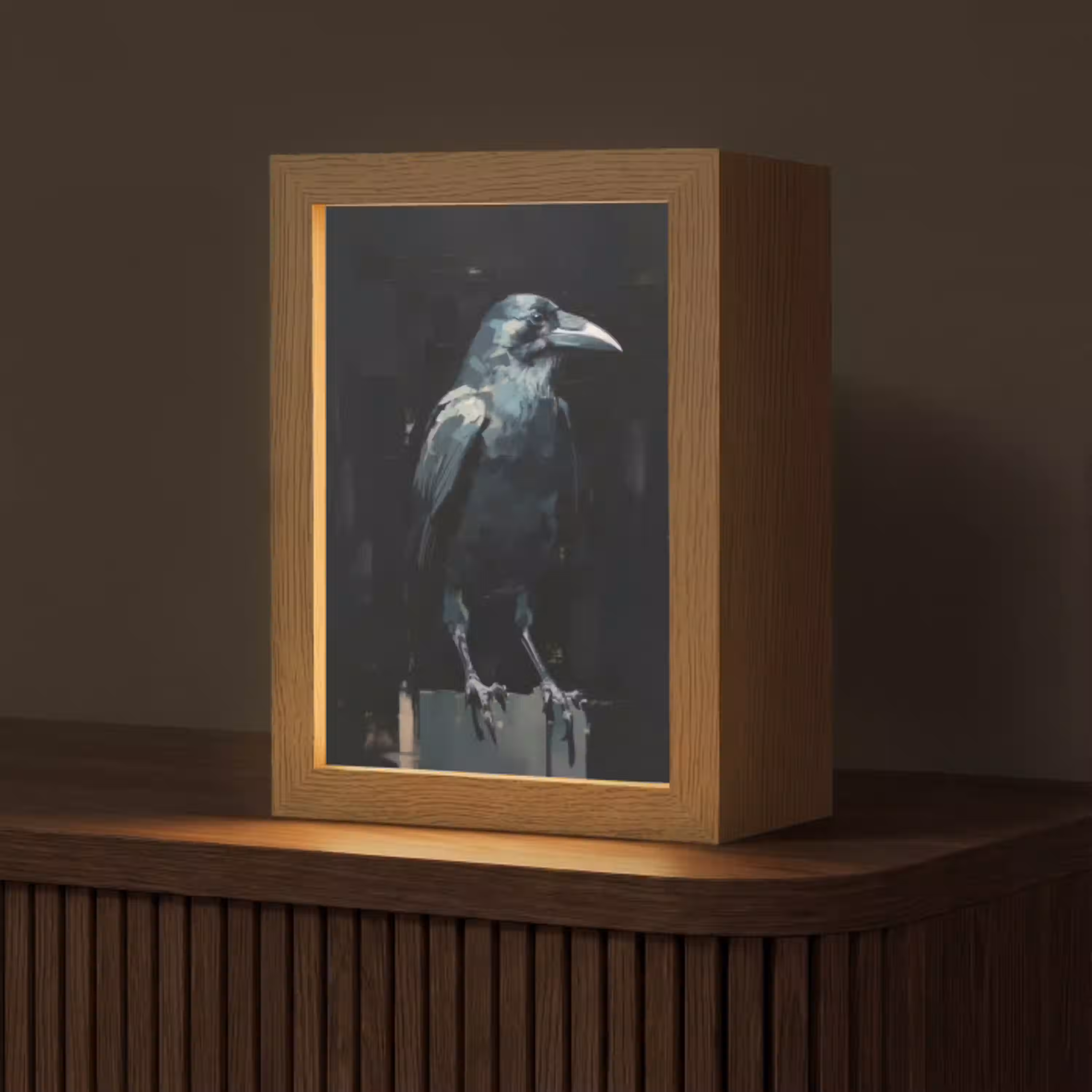 Raaf - Vogels - Zwart Light Box met kabel (Tafellamp) klein -z3d_website