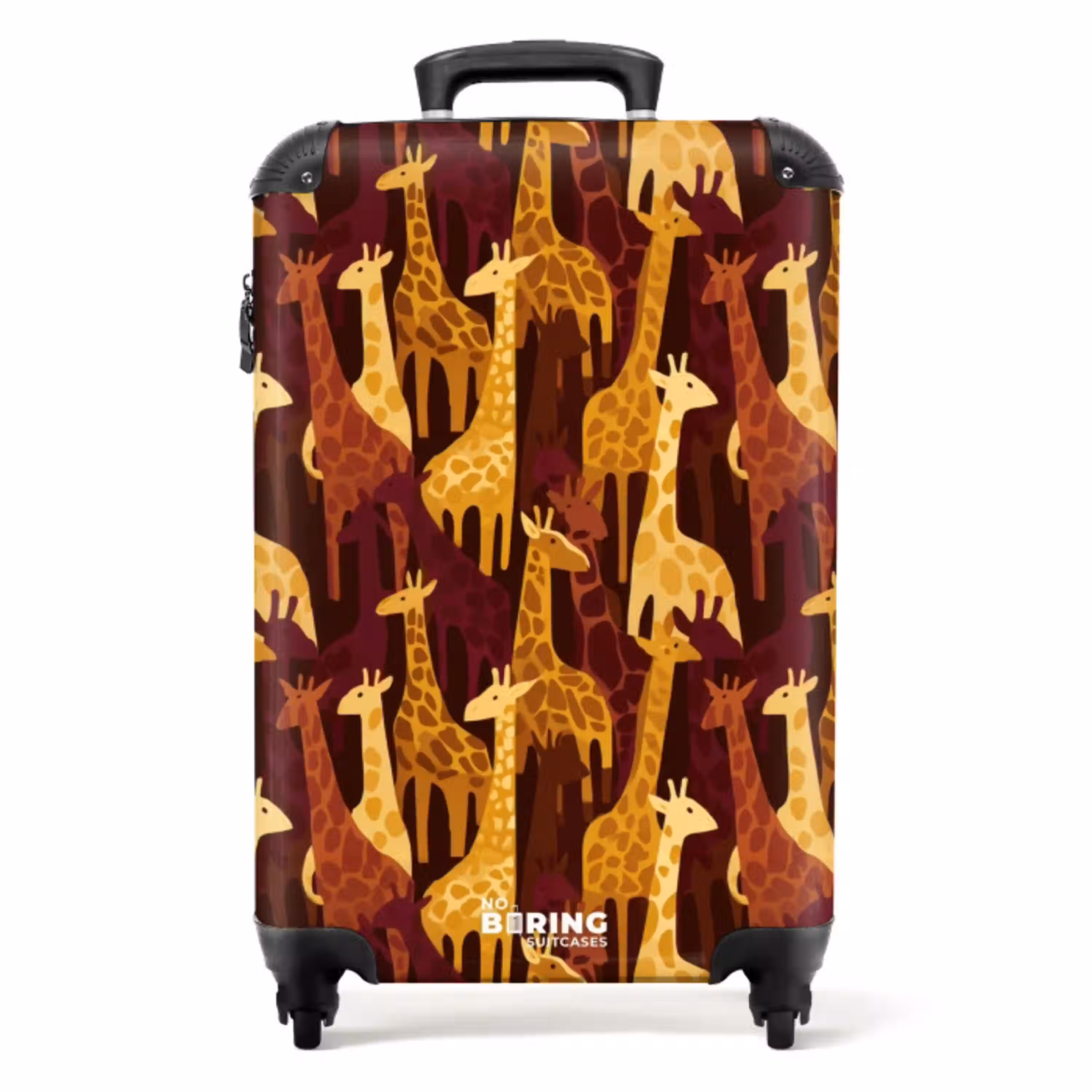 Bruin - Giraffen - Safari - Patroon NBS - Handbagage koffer - Volwassenen Unisex middel -productfoto_recht