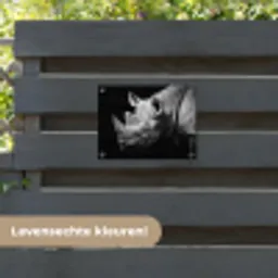 Dieren - Neushoorn - Zwart - Wit - Portret tuinposter los doek klein -sfeer3