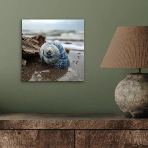Schelp - Strand - Blauw - Zee aluminium wit klein -sfeer2