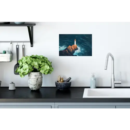 Vuurtoren - Rots - Zee - Golven Muursticker klein -keuken