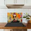 Vrouw - Bril - Strik - Retro keuken achterwand spatscherm klein -sfeer2
