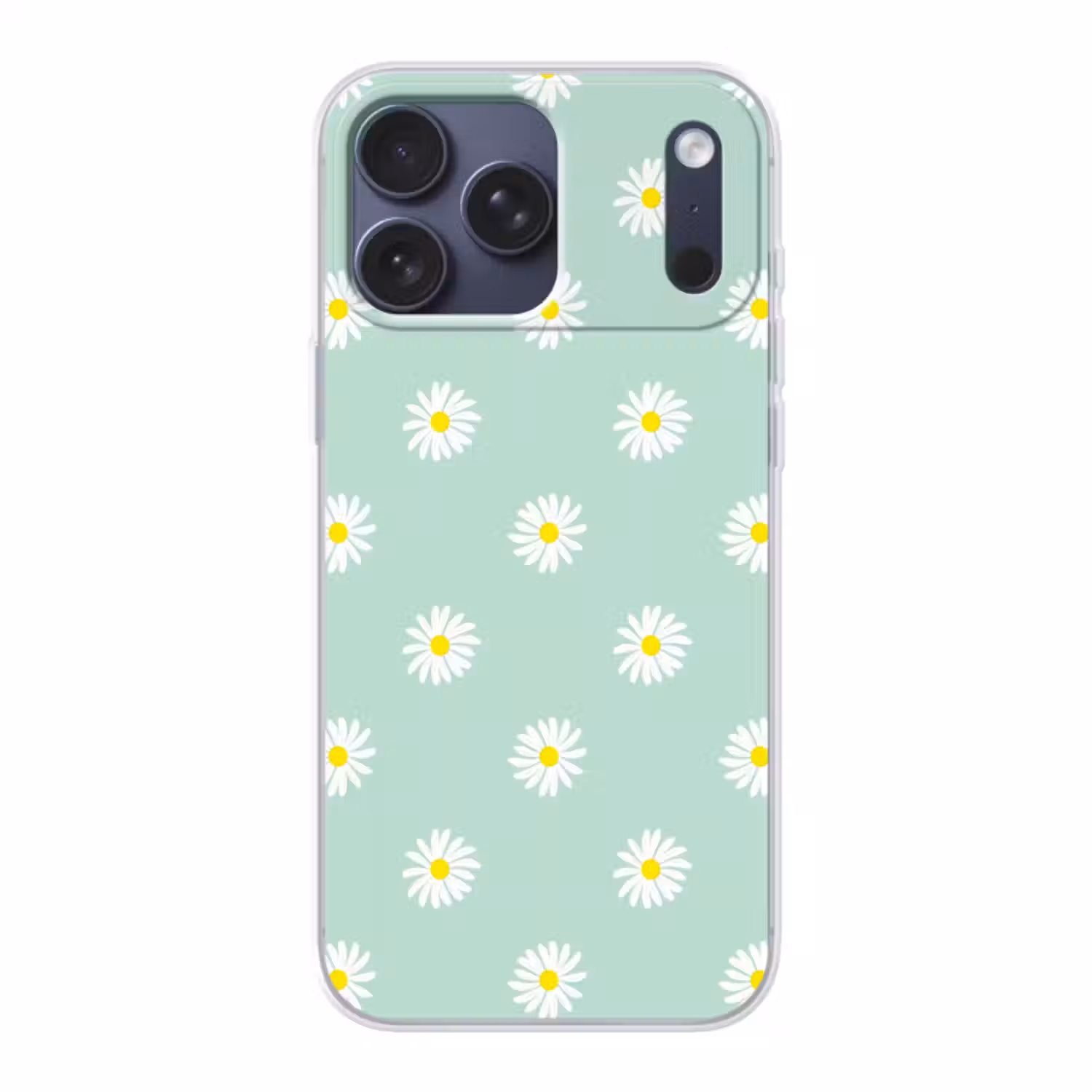 Telefoonhoesje Softcase - Madeliefjes - Pastel - Wit - Groen - Bloemen patroon