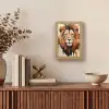 Leeuwenkop - Lijnen - Crème Light Box met kabel (Tafellamp) klein -sfeer2