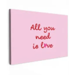 Tekst - Roze - Love - Hart Tuinposter op houten frame 2 cm dik klein -3d