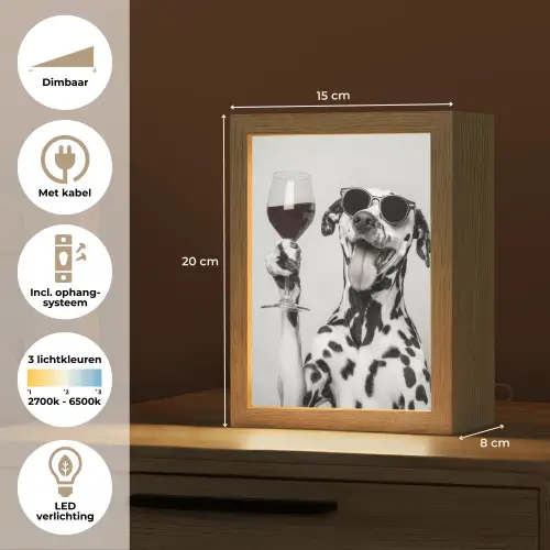 Zonnebril - Dalmatiër - Wijnglas - Tong Light Box met kabel (Tafellamp) klein -USP_NL