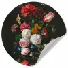 Stilleven met bloemen in een glazen vaas - Schilderij van Jan Davidsz. de Heem Wandcirkel behangsticker klein -3d
