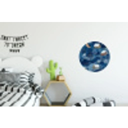 Huisjes - Vogels - Sneeuw - Winter - Blauw Wandcirkel aluminium klein 190 -kinderkamer