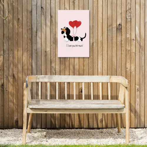 Hond - Teckel - Valentijn - Love Tuinposter op houten frame 2 cm dik klein -sfeer4
