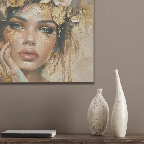 Vrouw - Bloemen  - Goud - Portret PET vilt klein -sfeer6_closeup