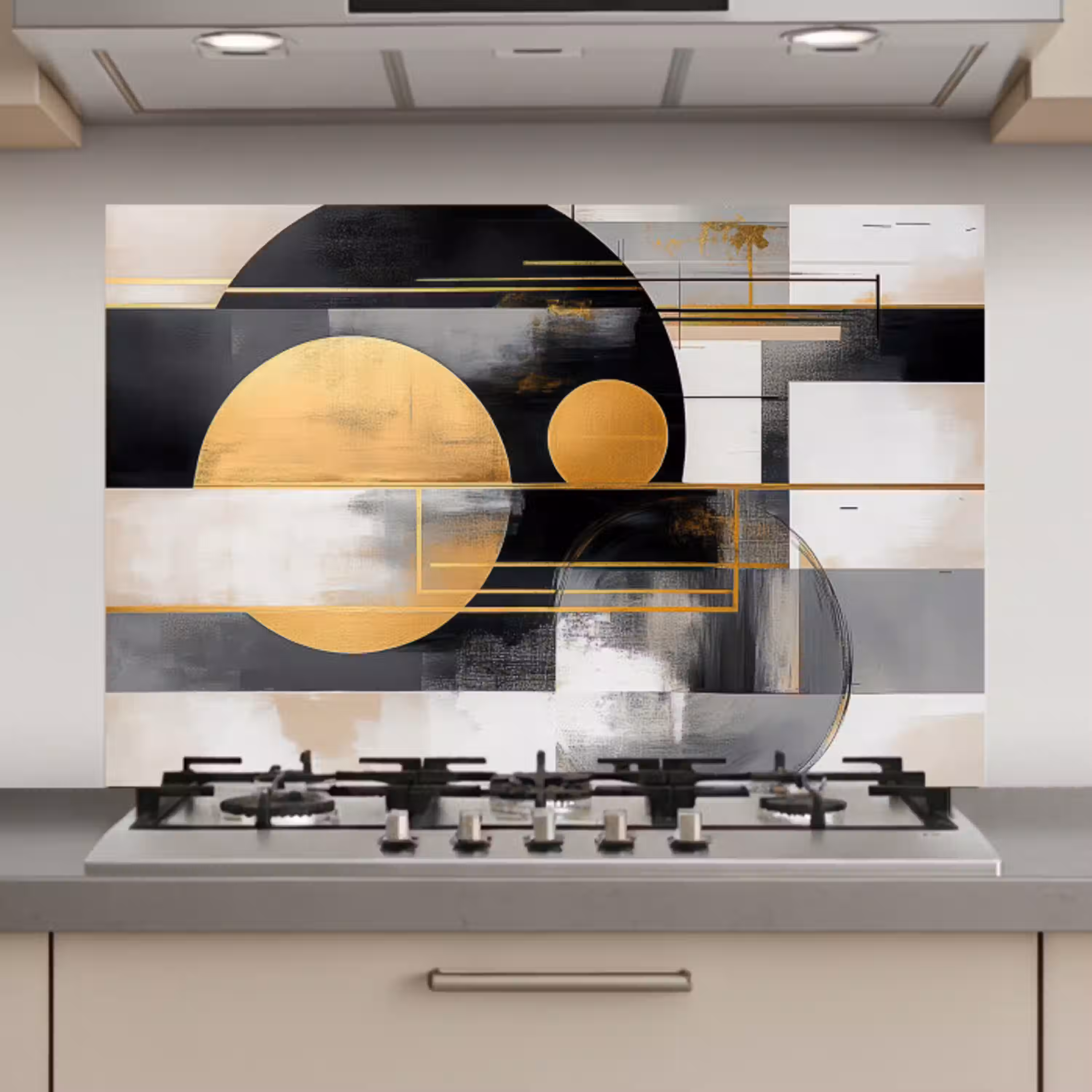 Abstract - Goud - Zilver - Vormen - Aesthetic - Modern keuken achterwand spatscherm klein -3d_website