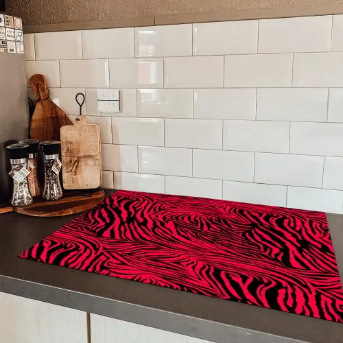 Zebra - Zwart - Roze - Neon Inductie beschermer vinyl 3mm klein 276 -sfeer3