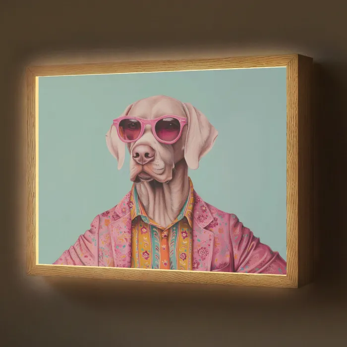 Hond - Overhemd - Bloemen - Bril Light Box met batterij (Wandlamp) middel -z3d_website
