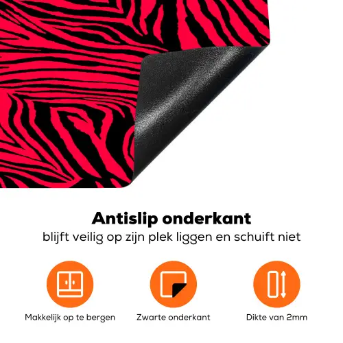 Zebra - Zwart - Roze - Neon Inductie beschermer vinyl 3mm klein 276 -zzzzzzz-td-onderkant