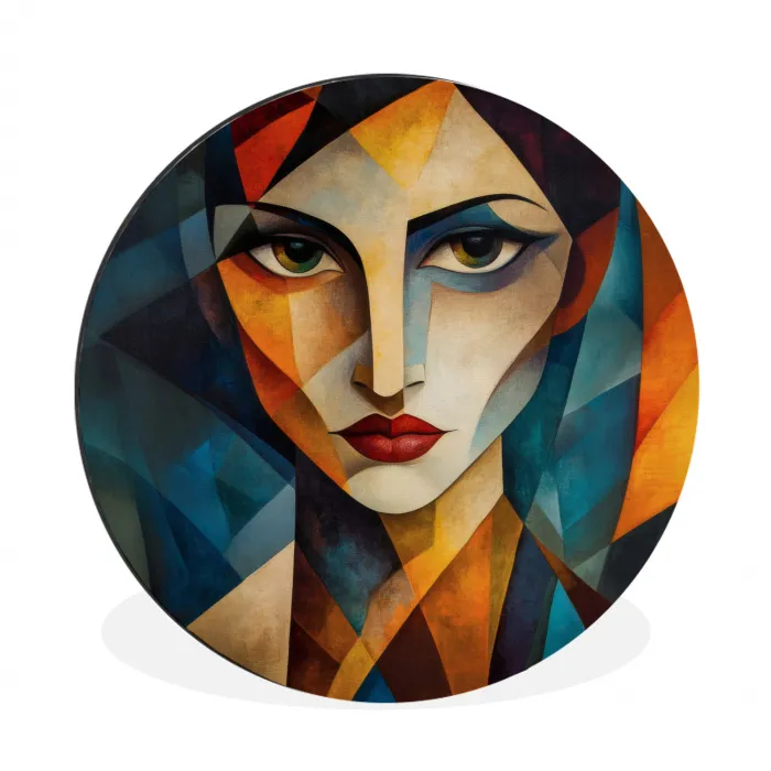 Portret - Abstract - Vormen Wandcirkel aluminium klein -3d