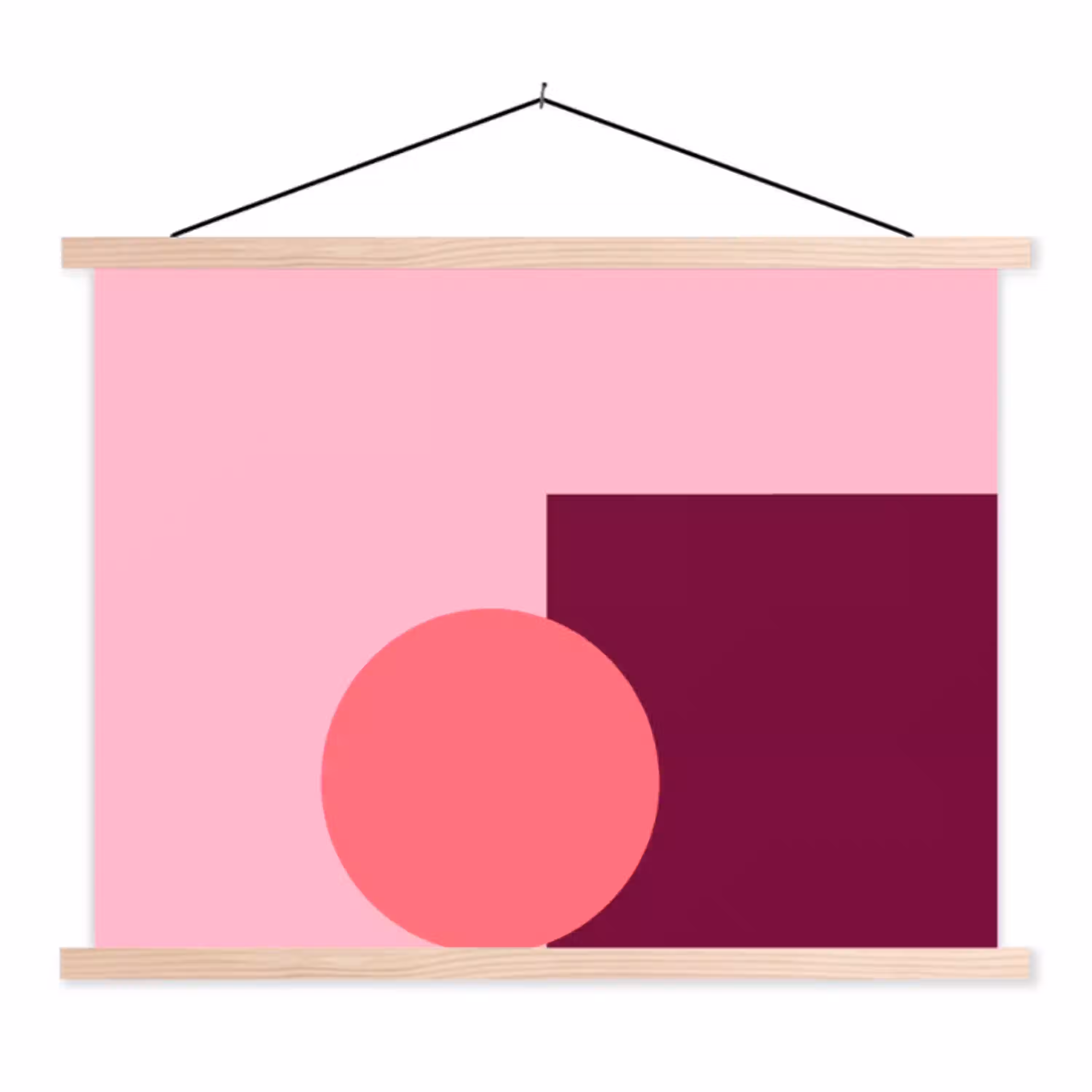 Abstract - Vormen - Roze - Modern - Design textielposter latten blank klein -3d
