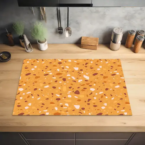 Terrazzo -  Patroon - Okergeel Inductie beschermer vinyl 3mm klein 276 -sfeer5
