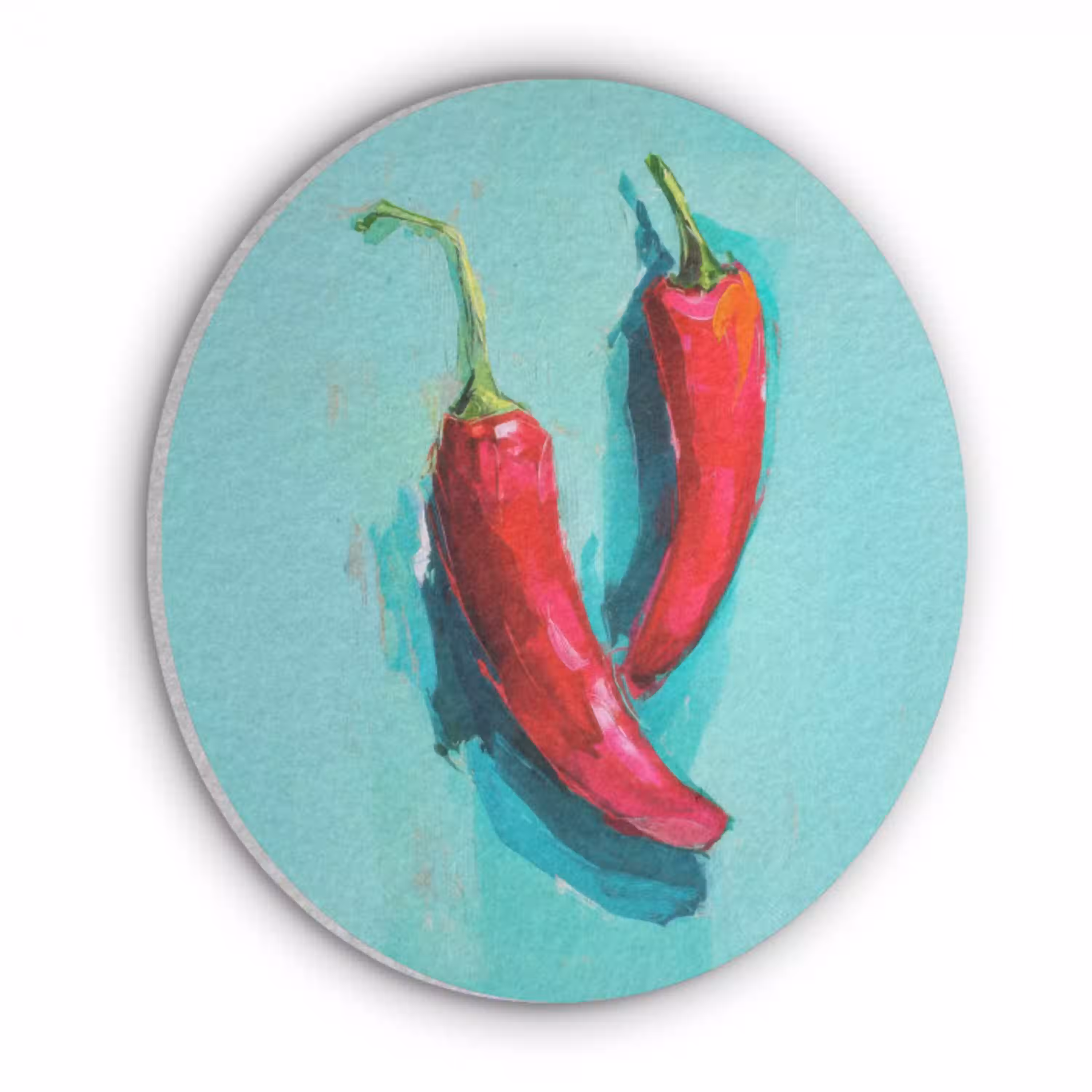 Chilipepers - Geverfd - Rood Akoestische PET Vilt - Rond klein -3d