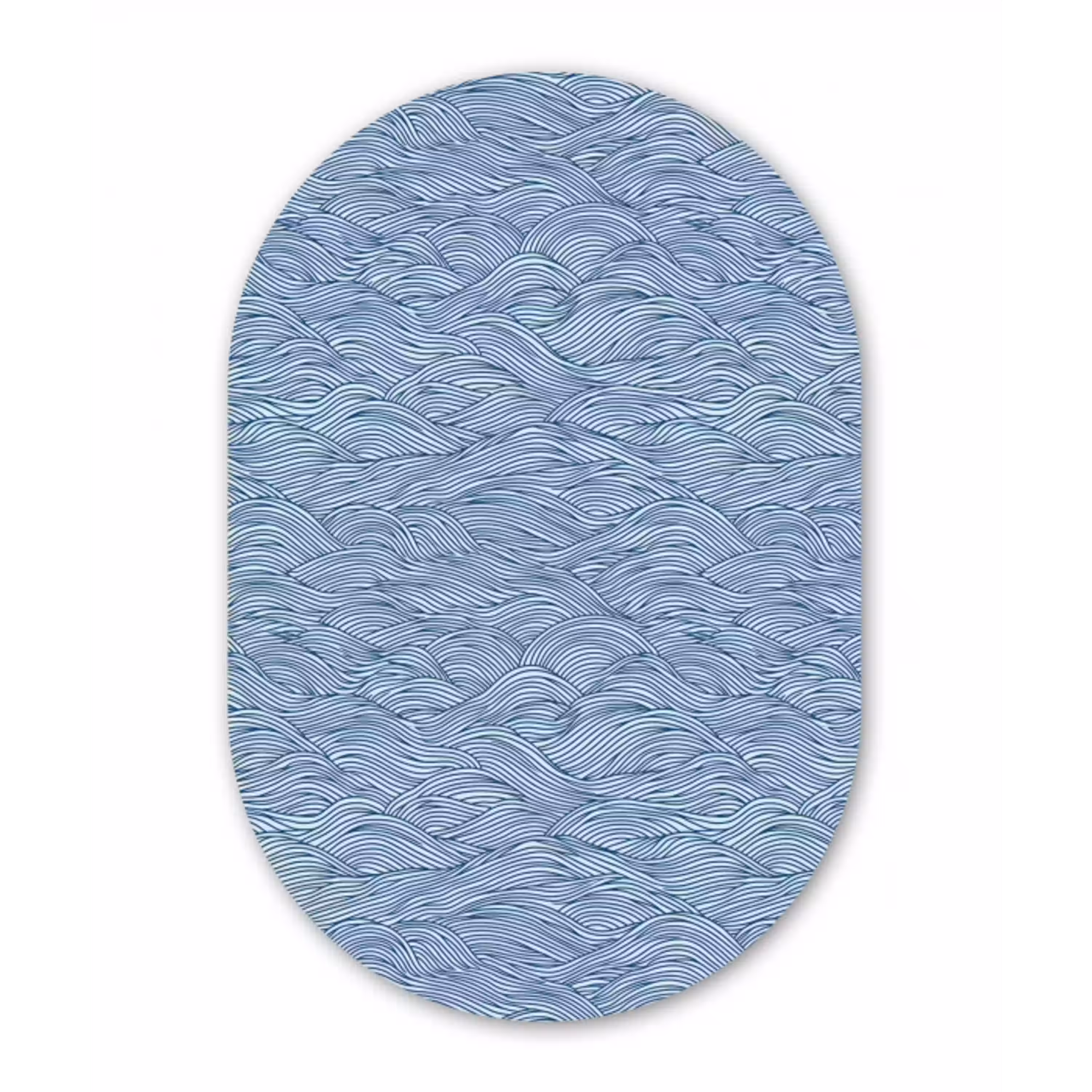 Golven - Ritmisch - Blauw Wandcirkel Ovaal Aluminium middel 839 -3d