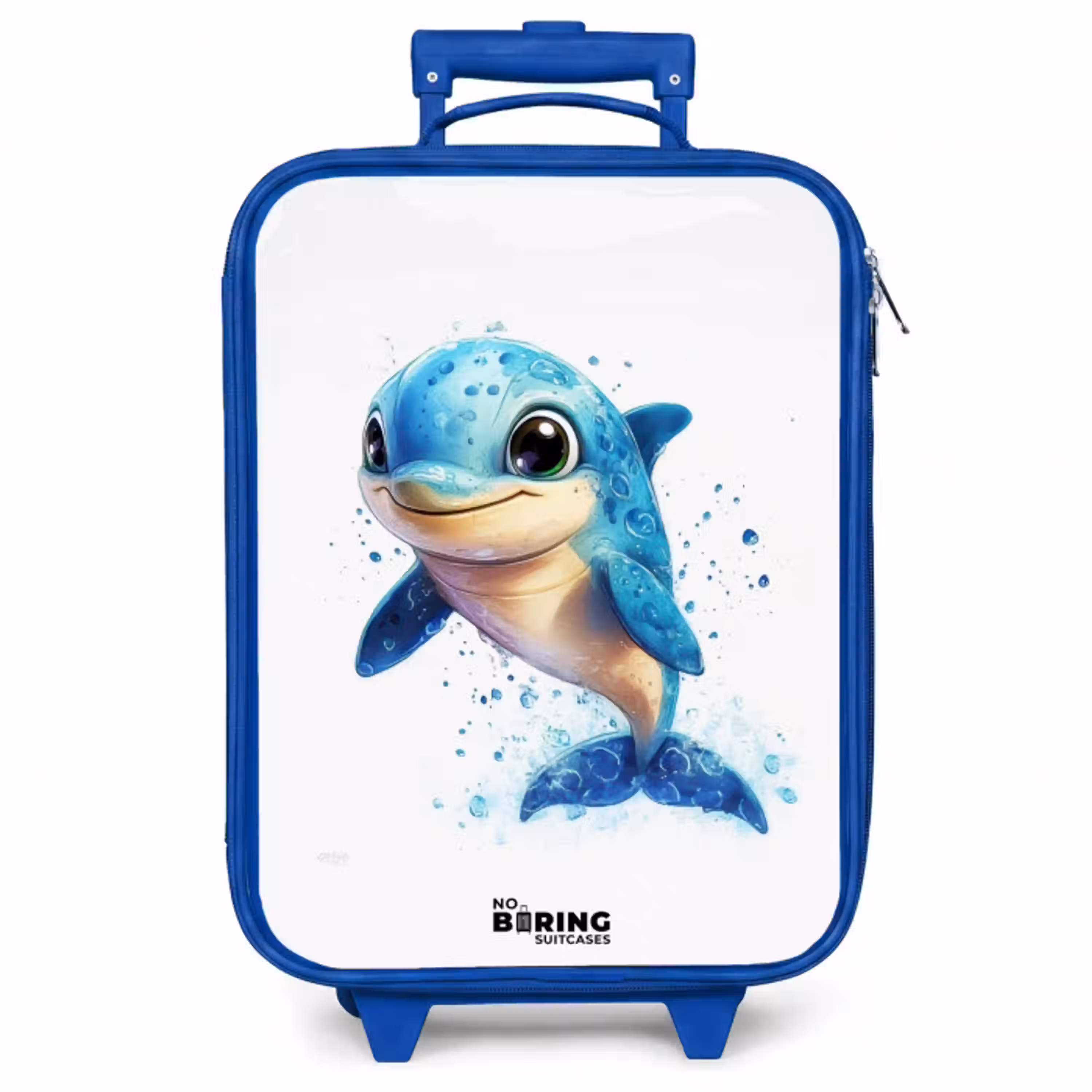 Blije dolfijn met waterdruppels op wit Kinderkoffer - Blauw klein -zzz_website3d