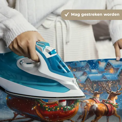 Kerstman - Rendier - Kerst - Sneeuw Wandkleed katoen klein -sfeer9