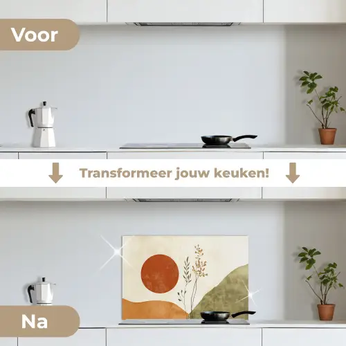 Zon - Abstract - Takken - Oranje keuken achterwand spatscherm klein -voor_na_NL