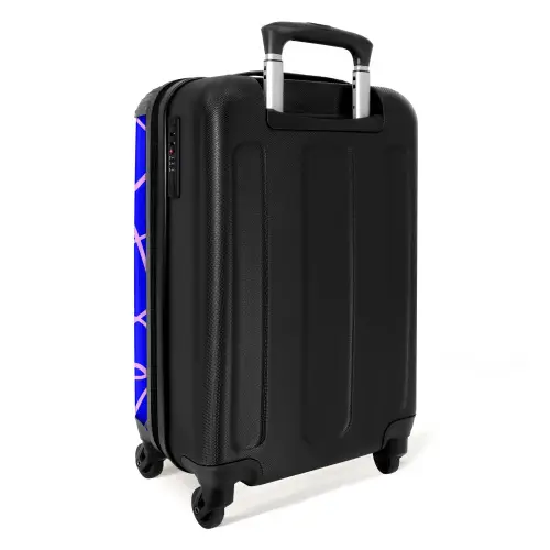 Roze lijnen op kobaltblauw NBS - Handbagage koffer - Volwassenen Unisex middel -achterkant