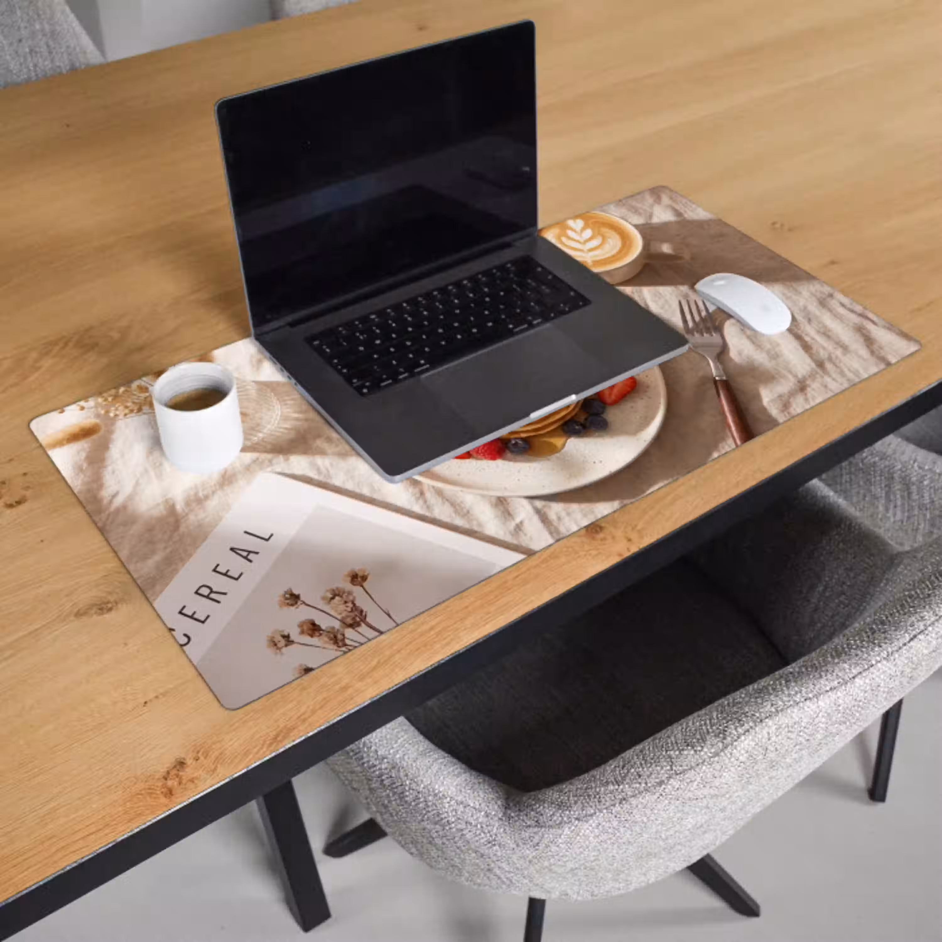 Pannenkoeken - Bessen - Ontbijt - Modern - Beige Muismat XXL klein -sfeer1