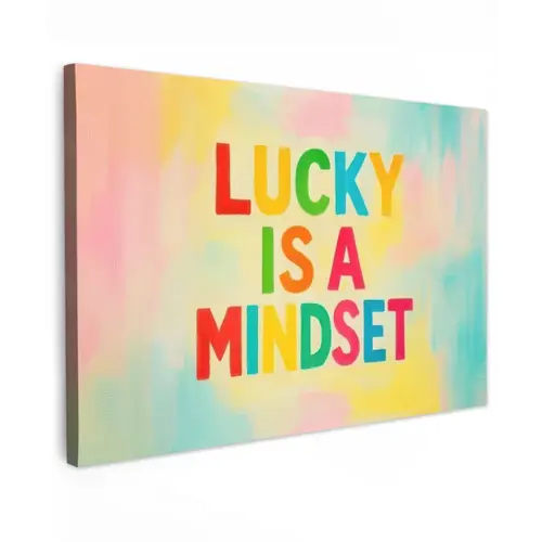 Quote - Lucky - Regenboogkleuren canvas 2cm klein -z3d