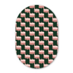 Vlechtpatroon - Groen - Roze - Geometrisch Wandcirkel Ovaal Forex klein 630 -3d
