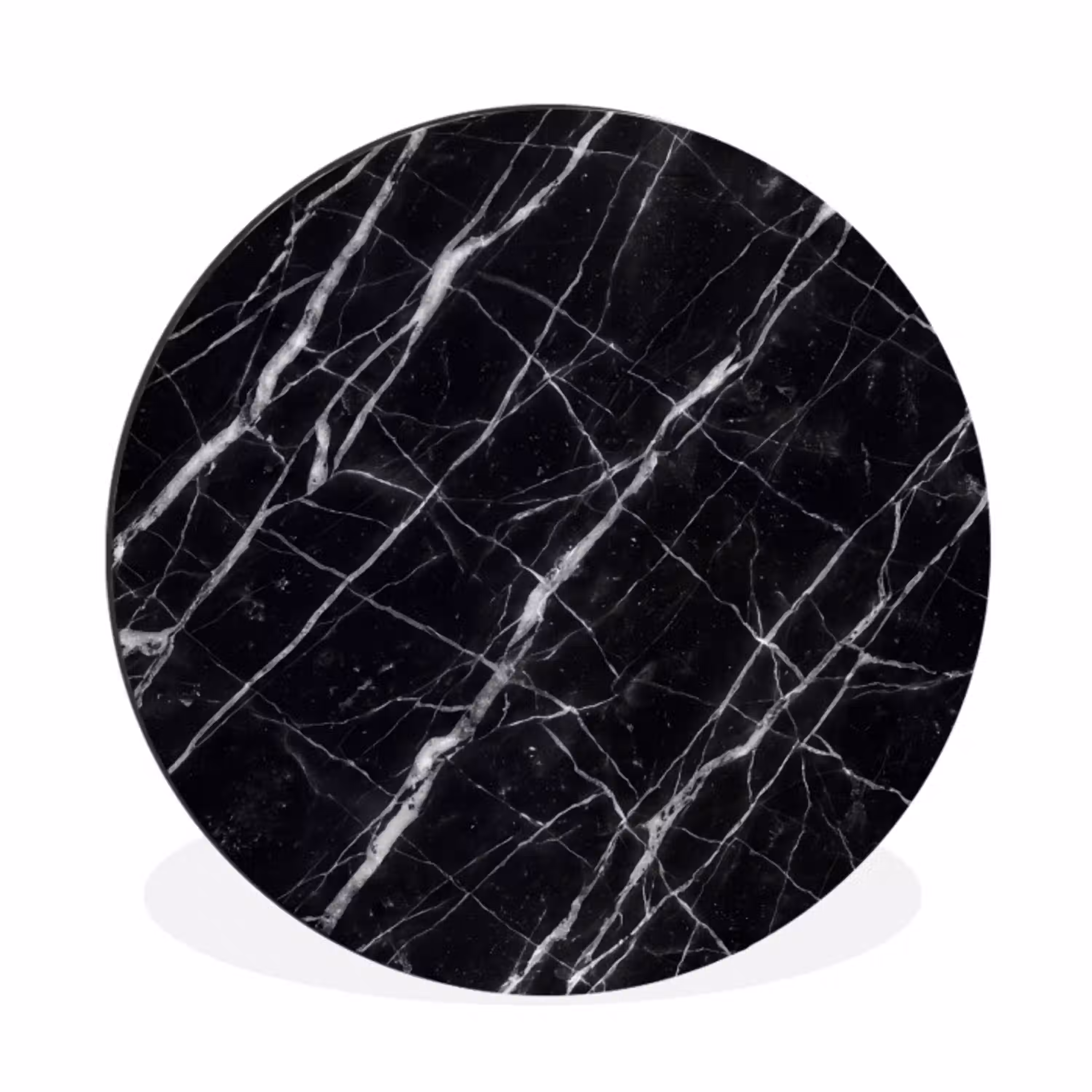 Marmer - Aders - Abstract - Zwart Wandcirkel aluminium klein -3d