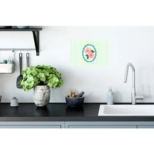Bloemen - Ovaal - Strepen - Groen Muursticker klein -keuken