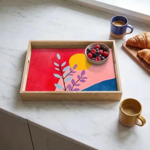 Bladeren - Zon - Abstracte vormen Dienblad Rechthoek middel -sfeer2